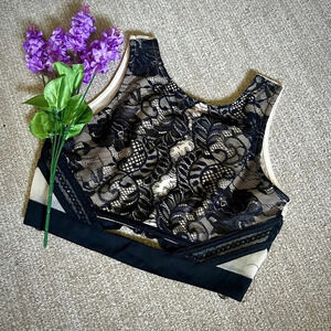 Wild Cat Lace & Mesh Cutout Crop Top - Small